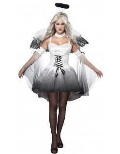 Hvid Mørk Engle Kostume Til Halloween