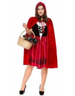 Store Størrelser Lille Rødhætte Kostume Til Halloween