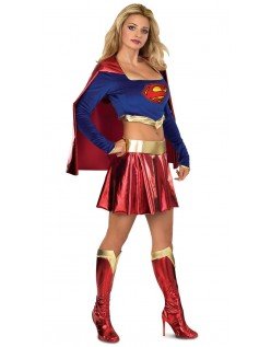 Supergirl Kostume Metallisk Skinnende Superhelte Kostume