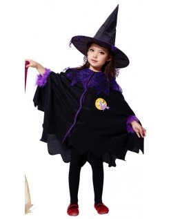 Børn Mørk Hekse Kostume Halloween Kappe