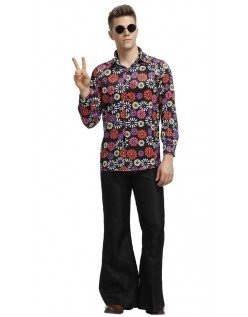 90'Er Retro Herre Disco Hippie Kostume Til Voksne Blomster Udklædning